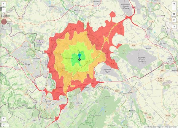 Erreichbarkeit in 20 Minuten: 318.000 Einwohner 