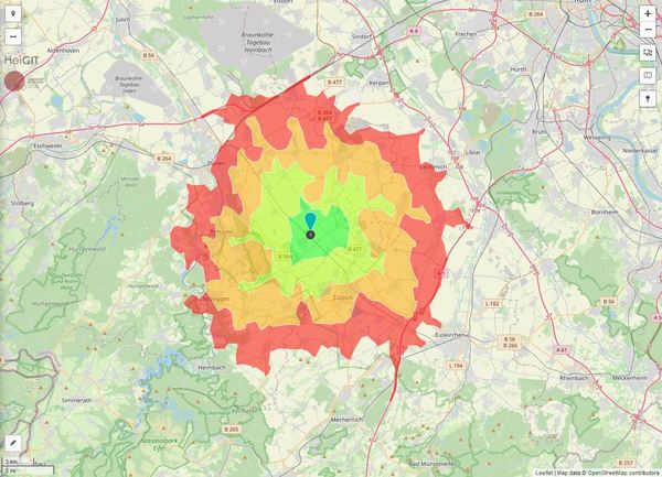 Erreichbarkeit in 20 Minuten: 140.000 Einwohner 