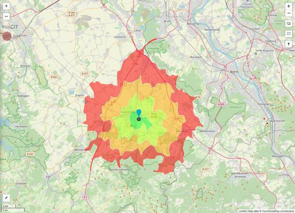 Erreichbarkeit in 20 Minuten: 132.500 Einwohner 