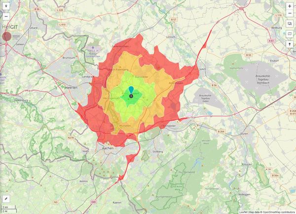 Erreichbarkeit in 20 Minuten: 354.000 Einwohner 