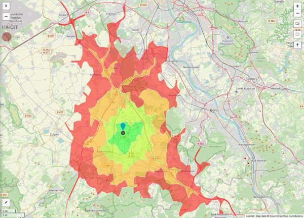 Erreichbarkeit in 20 Minuten: 295.000 Einwohner 