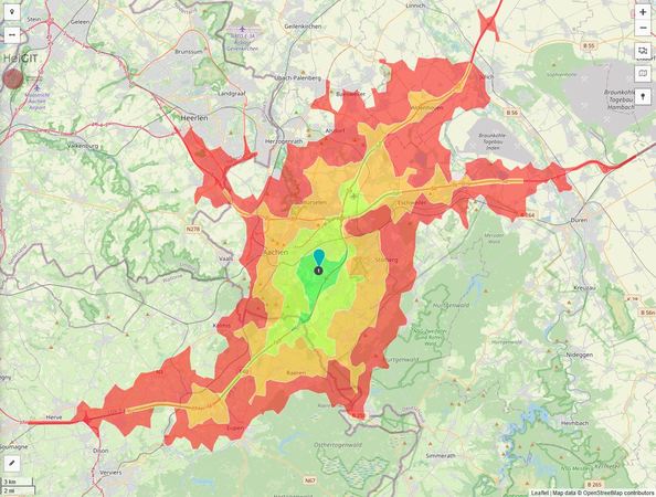 Erreichbarkeit in 20 Minuten: 773.000 Einwohner