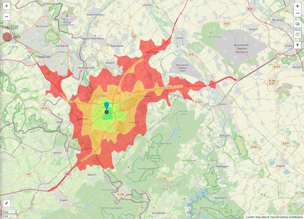 Erreichbarkeit in 20 Minuten: 412.000 Einwohner 