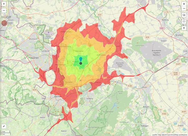 Erreichbarkeit in 20 Minuten: 460.000 Einwohner 