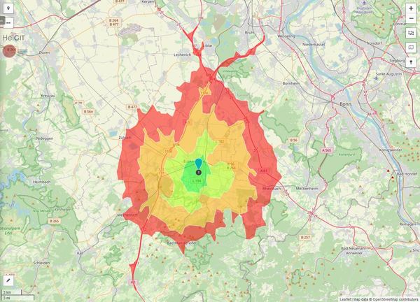 Erreichbarkeit in 20 Minuten: 149.000 Einwohner 