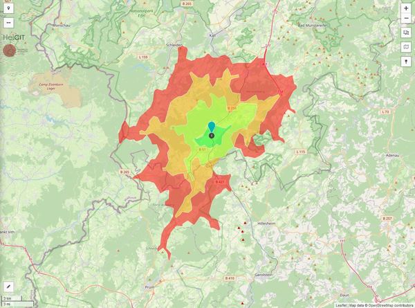 Erreichbarkeit in 20 Minuten: 25.000 Einwohner 