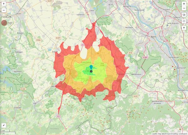 Erreichbarkeit in 20 Minuten: 126.000 Einwohner 