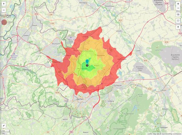 Erreichbarkeit in 20 Minuten: 381.000 Einwohner