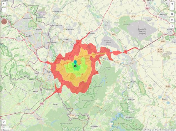 Erreichbarkeit in 20 Minuten: 281.500 Einwohner 