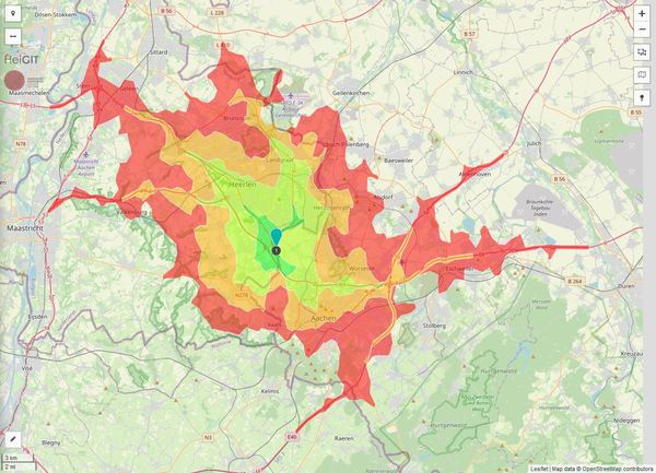 Erreichbarkeit in 20 Minuten: 685.000 Einwohner 