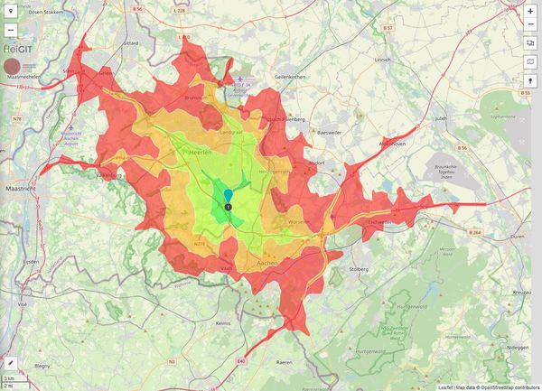 Erreichbarkeit in 20 Minuten: 685.000 Einwohner 