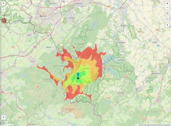 Erreichbarkeit in 20 Minuten: 35.000 Einwohner 