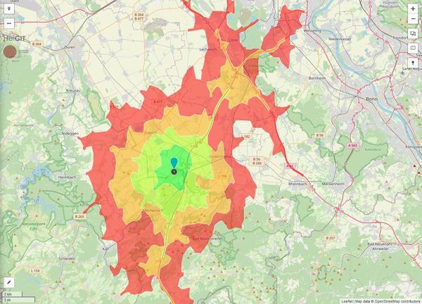 Erreichbarkeit in 20 Minuten: 233.000 Einwohner 