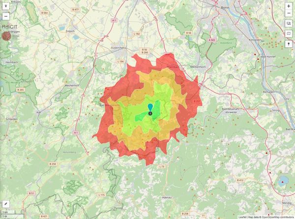 Erreichbarkeit in 20 Minuten: 53.000 Einwohner 