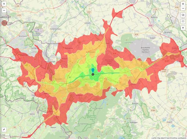 Erreichbarkeit in 20 Minuten: 759.000 Einwohner 