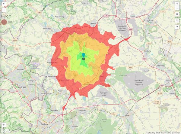 Erreichbarkeit in 20 Minuten: 160.000 Einwohner 