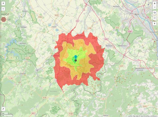 Erreichbarkeit in 20 Minuten: 77.000 Einwohner 