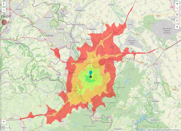 Erreichbarkeit in 20 Minuten: 422.000 Einwohner 